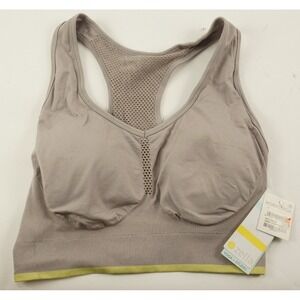 New Zella Yoga Studio Mesh Racerback Sports Bra Size Large Beige-Gray Knit